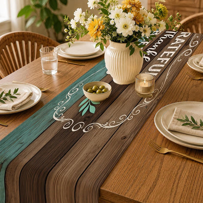 Grateful Thankful Blessed Table Runner,Kitchen Dining Room Table Runner for Indoor Outdoor Home Party Seasonal Decor,13X70 Inch4