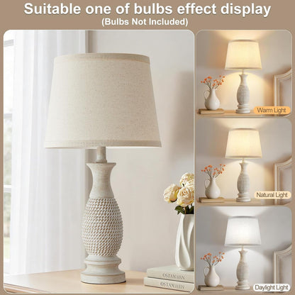 21.6" Table Lamps Set of 2, Resin Farmhouse Bedside Lamps for Bedroom Cream4