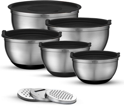 Mixing Bowls with Lids Set of 5 - Stainless Steel Nesting Metal Bowl Set9
