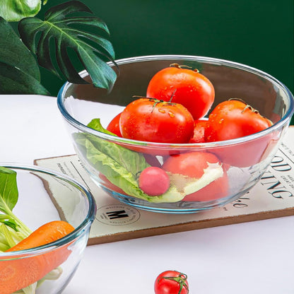 4.7QT Large Glass Mixing Bowl Clear Glass Salad Cooking Bowls for Sourdough, Salad and Storage Prepping and Baking5