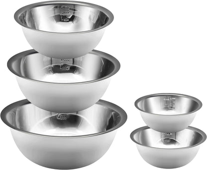 Mixing Bowls Set, Stainless Steel Mixing Bowl Set of 5, Space-Saving Nesting Metal Mixing Bowls for Home Kitchen, RV Kitchen, Baking, Prep, Cooking, Serving, Marinating1