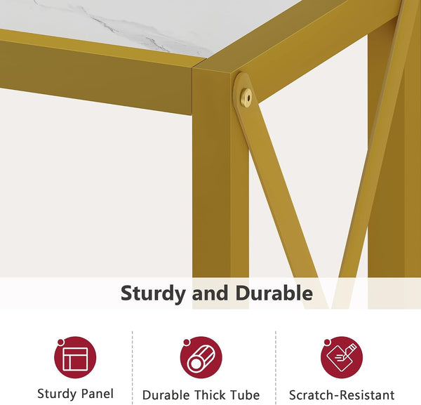 Entryway Table 41.8", 2 Tier Gold Console Table with Shelves | Narrow Entry Table, Thin Sofa Table for Hallway, Living Room, Foyer, Entrance, Corridor, Office, Gold & White5
