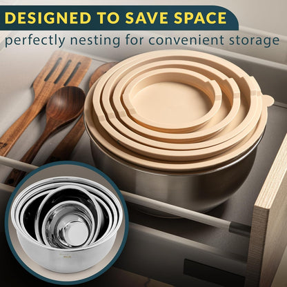Stainless Steel Mixing Bowls with Lids Set, 5 Sizes5