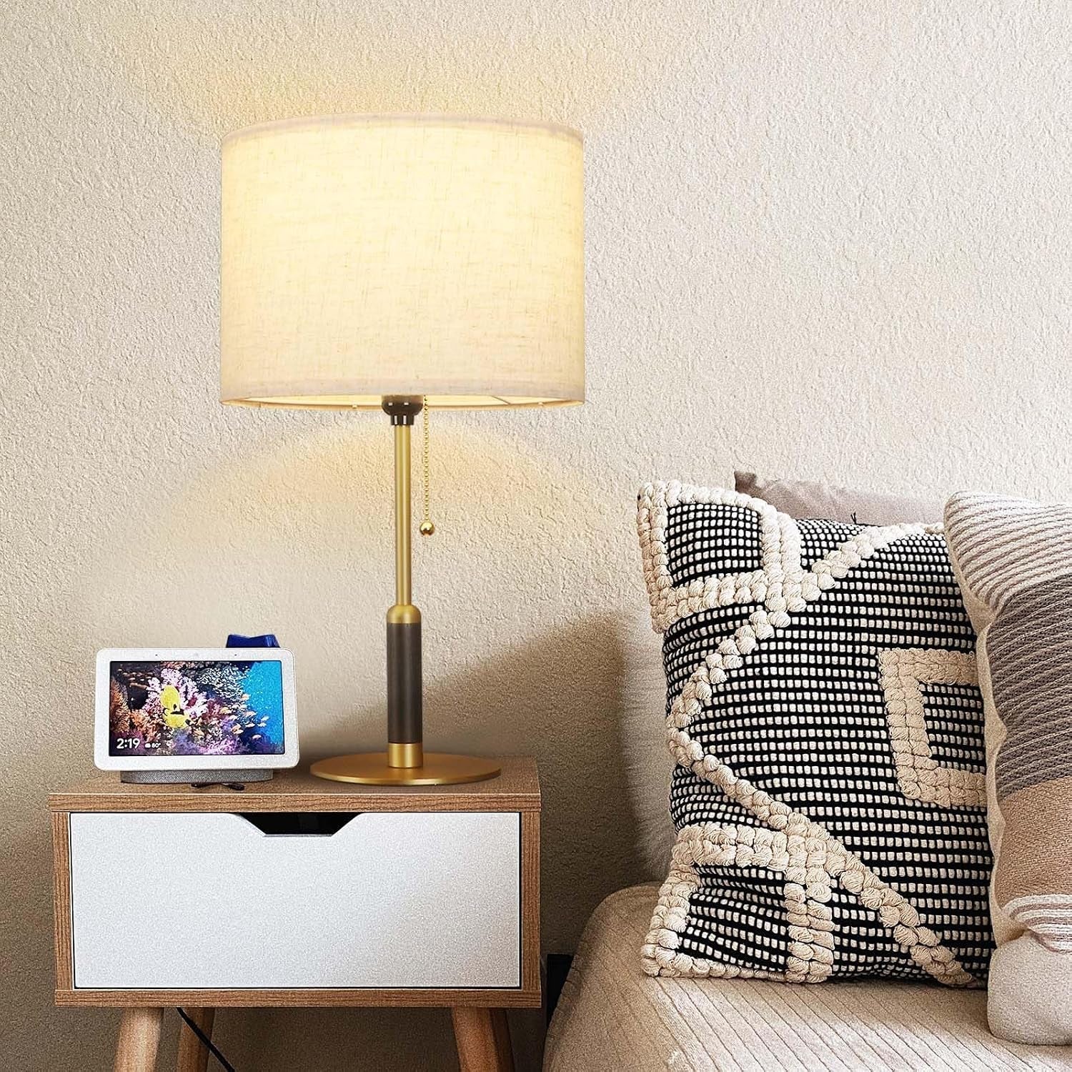 21-set-of-2-mid-century-modern-table-lamp-with-pull-chain-switch-3-color-bedside-lamps-for-bedroom-living-room-solid-wood-metal-fabric-nightstand-lamp-for-home-office-light-brown-brass