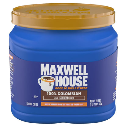 Ground Coffee, 100% Colombian, 23.1 Oz Canister | 100% Colombian Coffee, Deep & Robust, Smooth & Full-Bodied, Rich Aroma, Roasted in the USA since 1892, Certified Kosher3