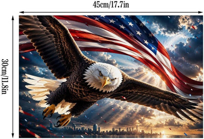 Eagle Soaring over a Patriotic Landscape Linen Placemat Washable Table Mat for Dining Kitchen Heat Resistant 12"X18"*42