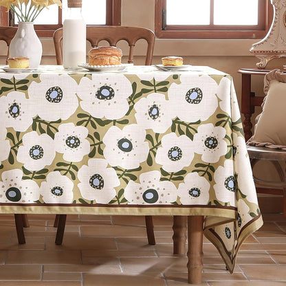 Designer French Linen Tablecloth Rectangular,110"X63"-Hidaka2