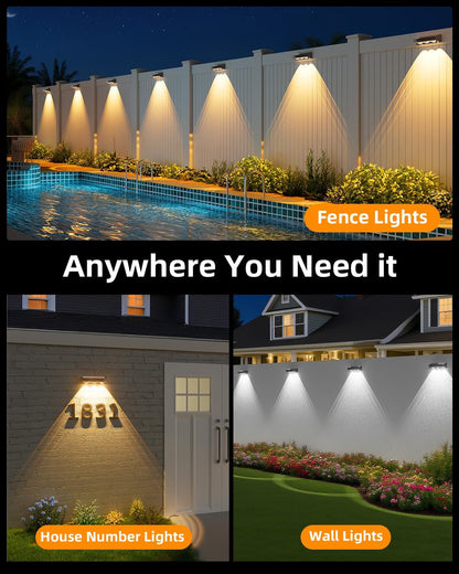 Solar Fence Lights 12 Pack, Warm White, Cool White and RGB Color Glow LED Solar Light, IP65 Waterproof Fence Lights Solar Powered for Patio, Backyard, Railing, Deck and Wall8