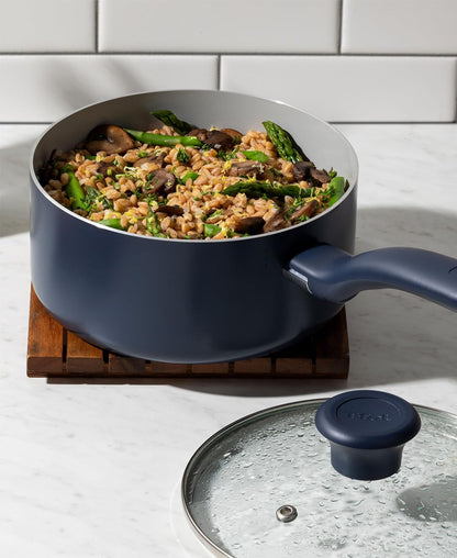Ceramic Nonstick Cookware Set, Oven Safe up to 350ºf, 12-Piece, Includes Stockpot, Frying Pans, Utensils, Ceramic Pots and Pans Set, Dark Blue3