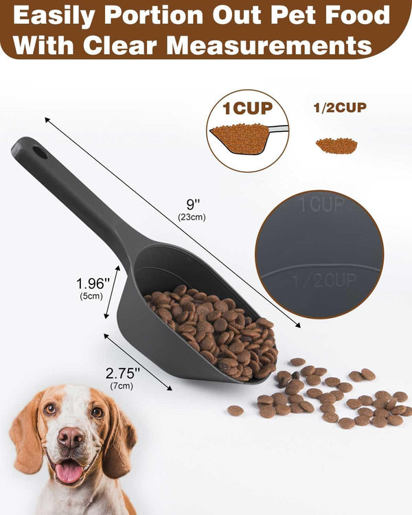 2Pack Dog Cat Food Scoop Measuring Cup,1 Cup Plastic Pet Food Scoop (Black)3