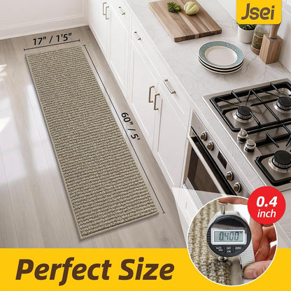 Kitchen Runner Rugs 17"X60", Kitchen Mats for Floor, Taupe | Non-Slip Super Absorbent and Stain Resistant Kitchen Rug, Machine Washable Rugs for Kitchen, Hallway, Laundry & Sink2
