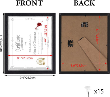 15 Pack 8.5 X 11 Certificate Frame, Black 8.5 by 11 Picture Frames7