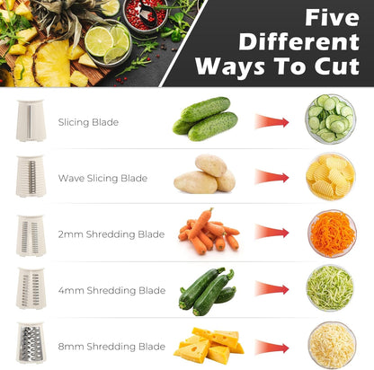Rotary Cheese Grater 5 Blades Mandoline Slicer for Vegetable, Cream6