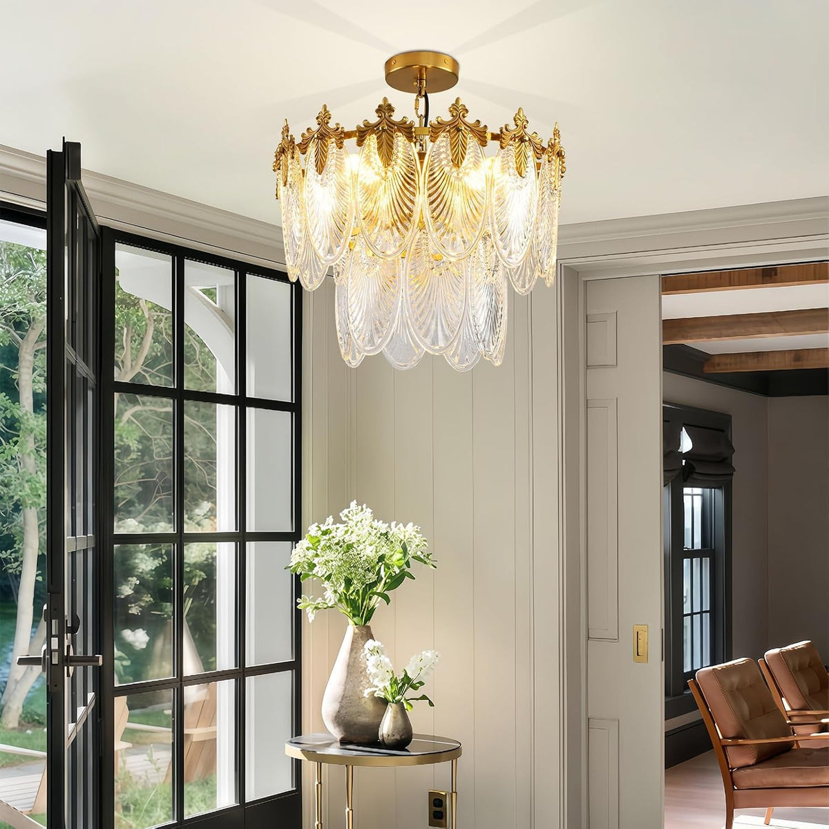 antique-chandeliers-2-layer-gold-crystal-glass-chandelier-4-light-round-pendant-light-17-7-brushed-brass-adjustable-height-applicable-to-dining-room-bedroom-living-room-foyer-kitchen-island