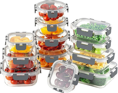 24Pc Glass Food Storage Containers with Lids，Glass Meal Prep Containers1