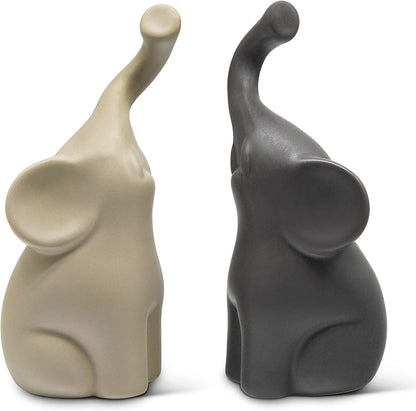 Loving Elephants Couple [6.3" High, Set of 2] Elephant Home Décor | Ceramic Figurines – Love & Wedding Gift, 14Th Anniversary for Couple – Statues in Ivory & Grey, Sculpture Gifts for Women Men8