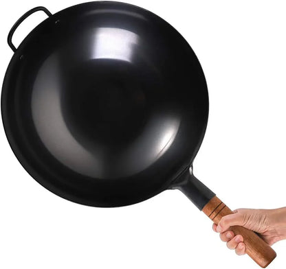13.5 Inch Deep Nitriding Finished Carbon Steel Wok – Heavy Duty Chinese Wok, Stir Fry Pan for Gas, Electric & Induction Stovetops5