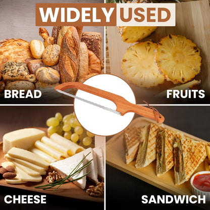 16" Premium Bread Slicer for Homemade Bread Knife for Homemade Bread Bow Sourdough Knife Starter Kit Bread Dough Tools Slicing Bagel Slicer Wooden Sandwich Cutter Handle Saw Breadly Razor Both Hand5