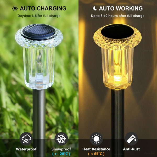 10 Pack Solar Pathway Lights Outdoor Waterproof Warm White LED3