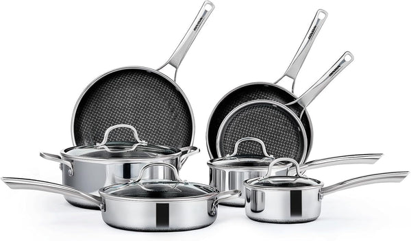 11 Pcs Non-Stick Cookware Set, Stainless Steel Pots and Pans Set with Lids, Non-Toxic Kitchen Set Chef'S Pan, PFOA & PTFE Free, Compatible for All Cooktops1
