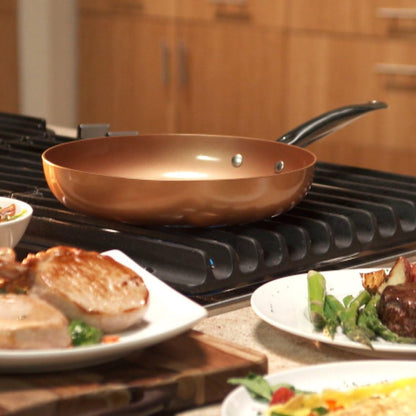 10 Inch round Frying Pan with Lid - Skillet with Ceramic Non Stick Coating. Perfect Cookware for Saute and Grill5