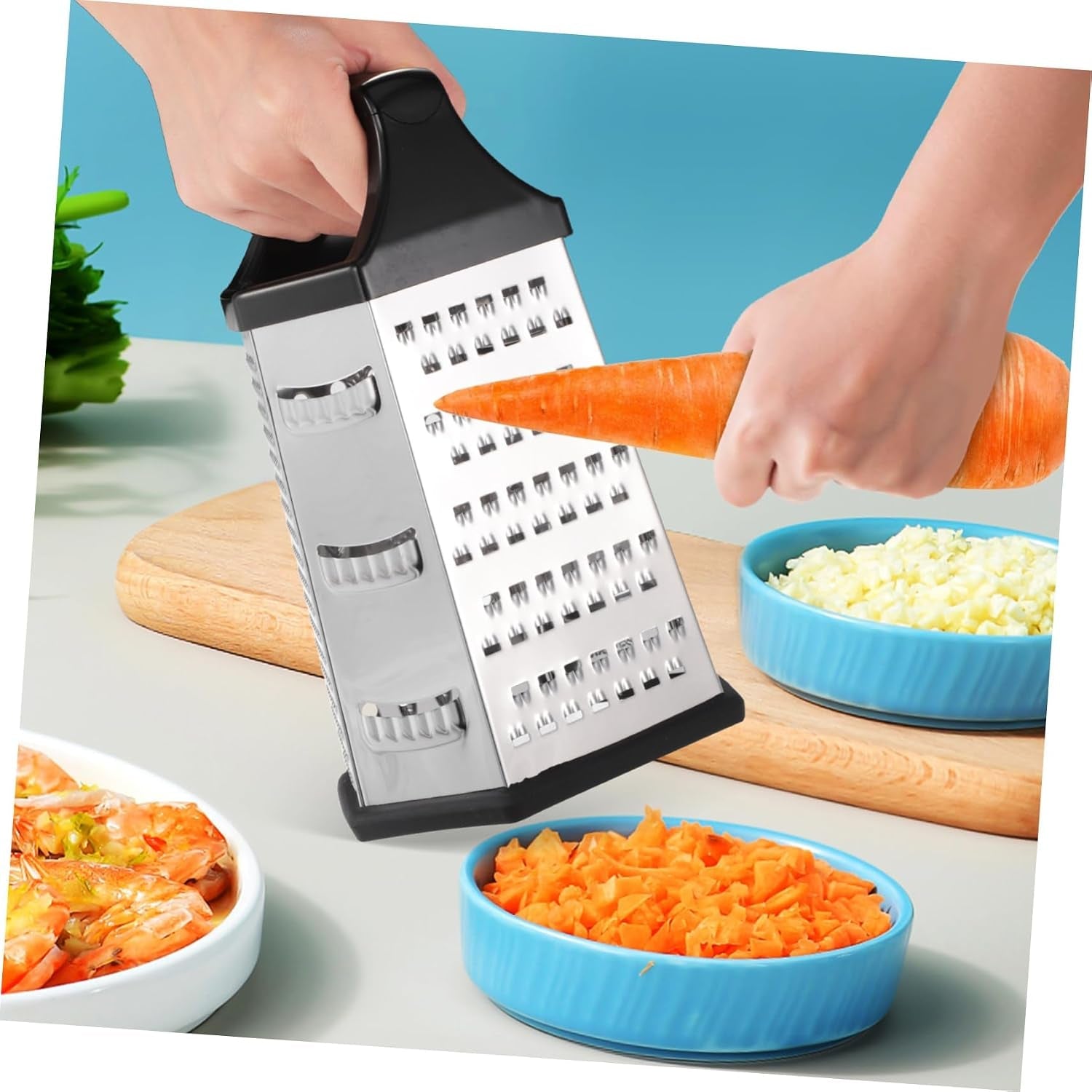 one-kitchen-tool-sided-vegetable-slicer-cheese-shredder-peeler-ginger-potato-cutter-garlic-grater-non-slip-base-comfortable-handling