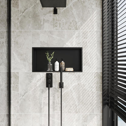 Stainless Steel Shower Niche Matte Black 24"X12" No Tile Needed2
