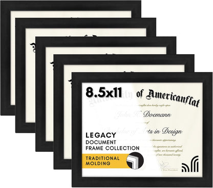 8.5X11 Picture Frame 5-Pack - Slim Molding - Black1