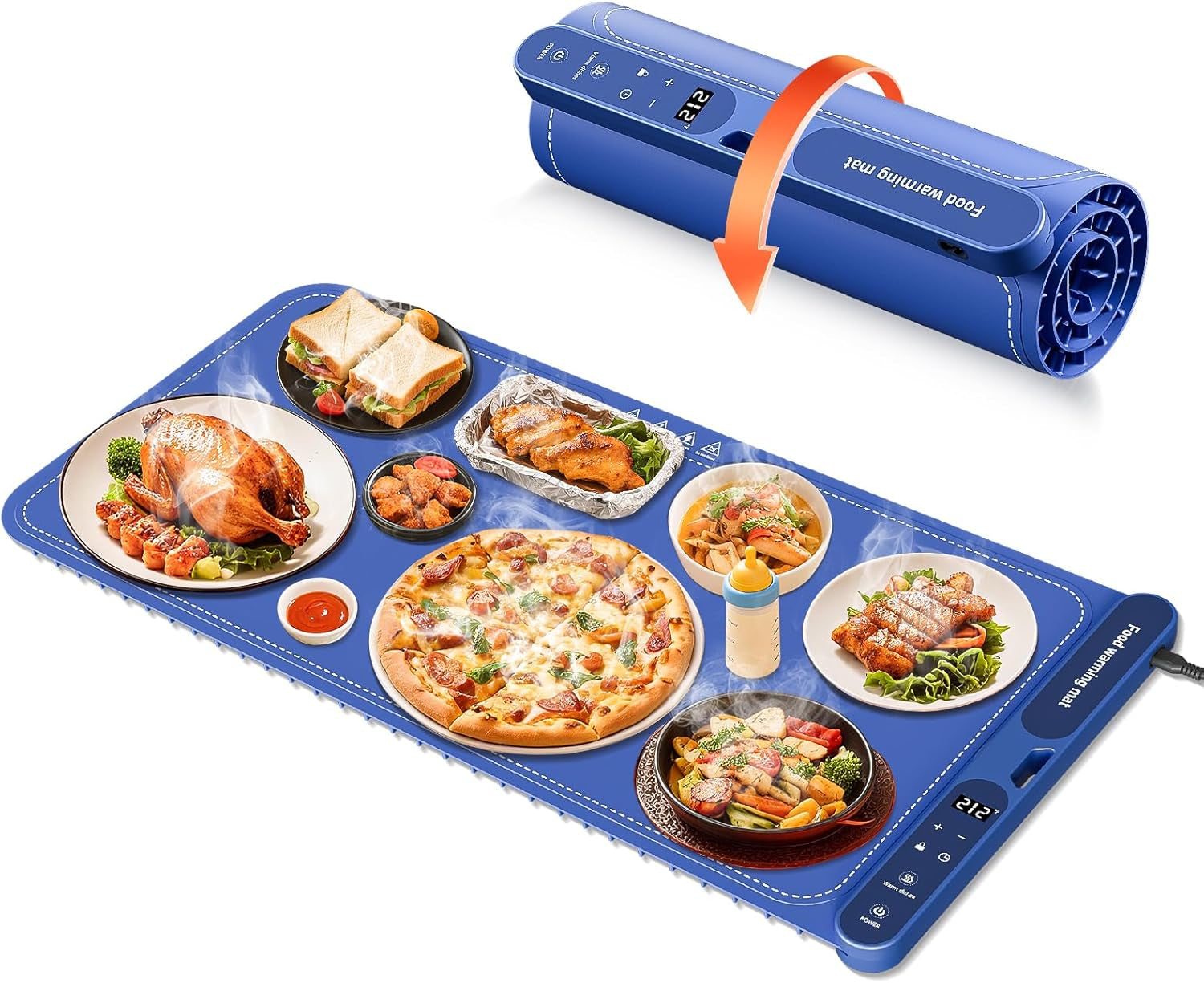 warming-mat-for-food-extra-large-32x15-electric-silicone-food-warmer-trays-for-chafing-dishes-buffet-portable-countertop-food-warmers-for-parties-7-level-temp-8-hour-timer-blue
