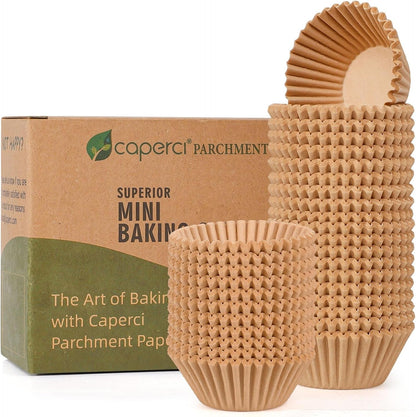 Parchment 400Pcs Mini Cupcake Liners for Baking - Natural Paper Muffin Liners for Mini Muffin Pan, Balanced Non-Stick/Excellent Grease-Proof, No Smell, Food Grade (Natural)1