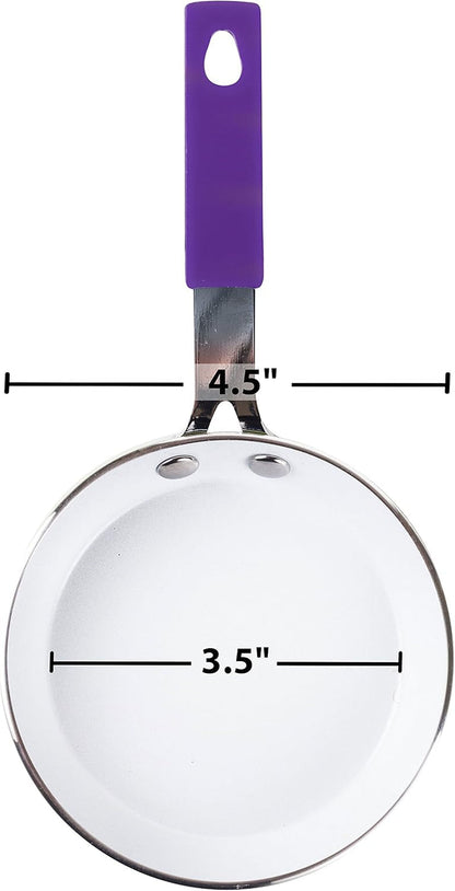 3.5" Fast-Heating Aluminum Single-Egg Pan, Colors Vary, 1-Pack, Non-Stick Ceramic, Aluminum Frying Pan, Great for Pancakes, French Toast, Eggs, Omlets, and Much More5