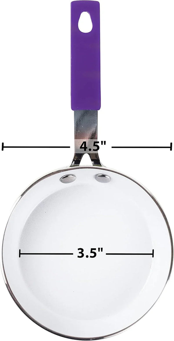 3.5" Fast-Heating Aluminum Single-Egg Pan, Colors Vary, 1-Pack, Non-Stick Ceramic, Aluminum Frying Pan, Great for Pancakes, French Toast, Eggs, Omlets, and Much More5