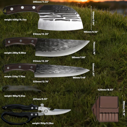 Damascus Butcher Knife Set for Pit Master & Brisket Carving5
