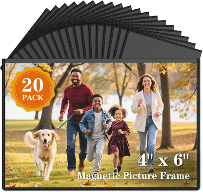 20 Pack Magnetic Picture Frames for Refrigerator,4X6 Inch,Black1