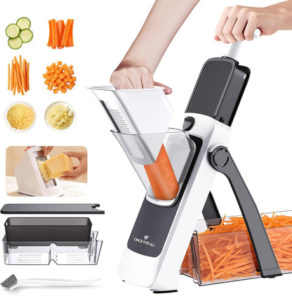 Safe Mandoline Slicer Pro, Veggie Slicer with Container, Gray1