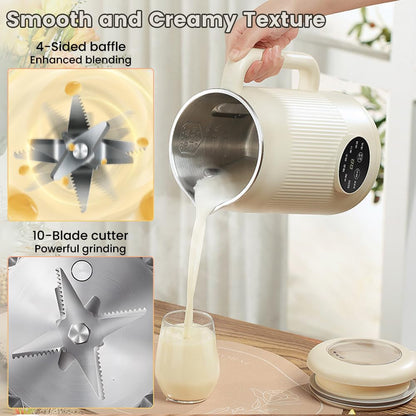 8 in 1 Nut Milk Maker,40Oz Soy Milk Maker Machine with 10 Blades, for Homemade Oat, Nut, Soy, Juice, Plant-Based with Delay Start/Self Clean Features Self-Cleaning and Scheduled Timer Functions2