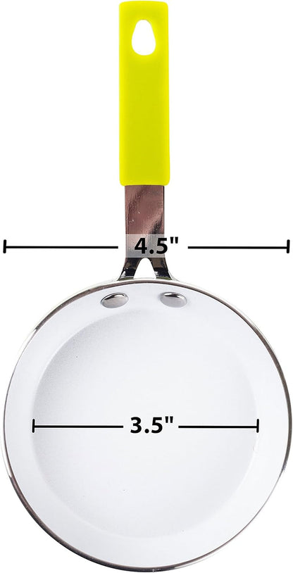 3.5" Fast-Heating Aluminum Single-Egg Pan, Colors Vary, 1-Pack, Non-Stick Ceramic, Aluminum Frying Pan, Great for Pancakes, French Toast, Eggs, Omlets, and Much More4
