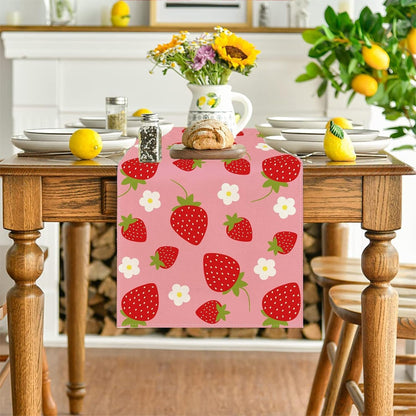 Summer Table Runner 13×108 Inch Strawberry Shortcake Party Decor3