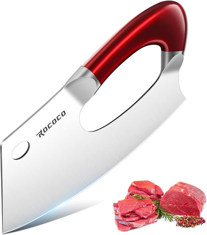 Effort Saving Meat Cleaver - Red Easy Handle Chef Knife1