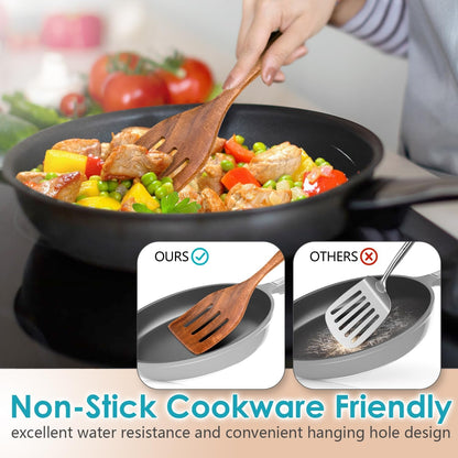 Acacia Wood Cooking Utensils Set - 11Pc Wooden Spoons5