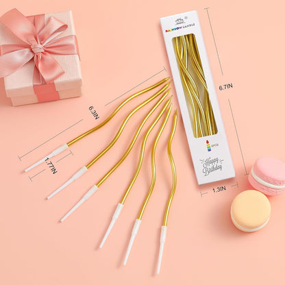 48-Count Gold Spiral Long Thin Metallic Birthday Candles, Cake Candles, Birthday Parties, Wedding Decorations, Party Candles9