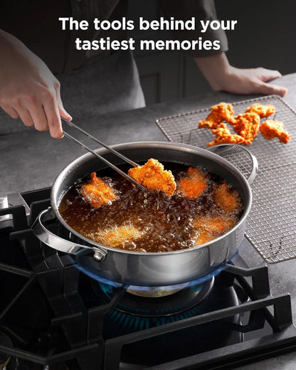 Frying Pans Nonstick with Lid, Hybrid Ceramic Nonstick Tri-Ply Saute Pan with Lid,Pfas/Pfoa/Ptfe Free, Metal Utensil Safe, Dishwasher & Oven Safe, Induction Compatible2
