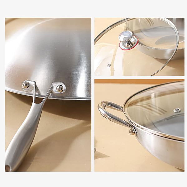 Stainless Steel 316 Wok with Glass Lid, Tri-Ply Stir Fry Pan with Handle, Induction Compatible (12.5 Inch)9