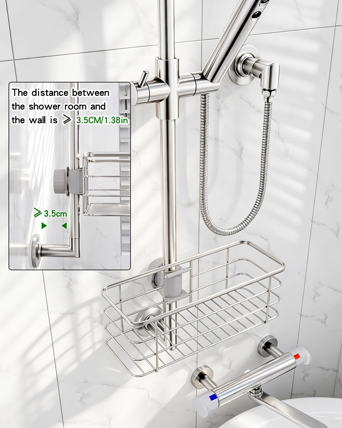 shower-slide-bar-caddy-basket-stainless-steel-11-x-4-2-x-3-9-inch-adjustable-pole-mounted-organizer-for-shampoo-and-body-wash