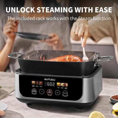 Slow Cooker 7 Quart | Programmable Multi-Cooker Pfoa-Free Ceramic Coating, Steamer, Sear Sauté, Warm Function (Includes Silicone Spoon)4
