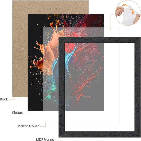 8X10 Picture Frame, Wall Gallery Photo Frames with Engineered Wood, Black 1 Pack3