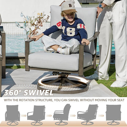 4 Piece Rope Back Patio Furniture Set, 2 Swivel Rockers4