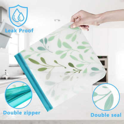 10 Pack Dishwasher Safe Reusable PEVA Food Storage Bags, Leak Proof Reusable Freezer Bags for Food Storage Home Organization Traval & Make-Up BPA FREE for Food Storage Home BPA FREE for Salad Fruit3