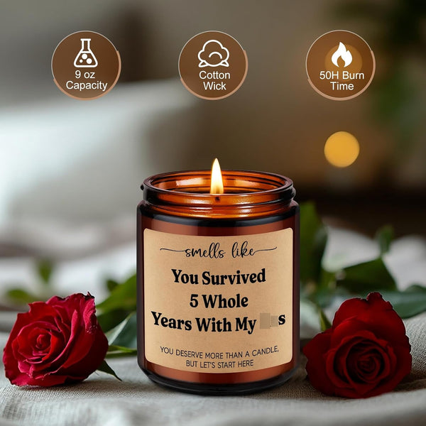 5Th Wedding Anniversary, 5 Year Anniversary Candle Gifts for Him, Her3