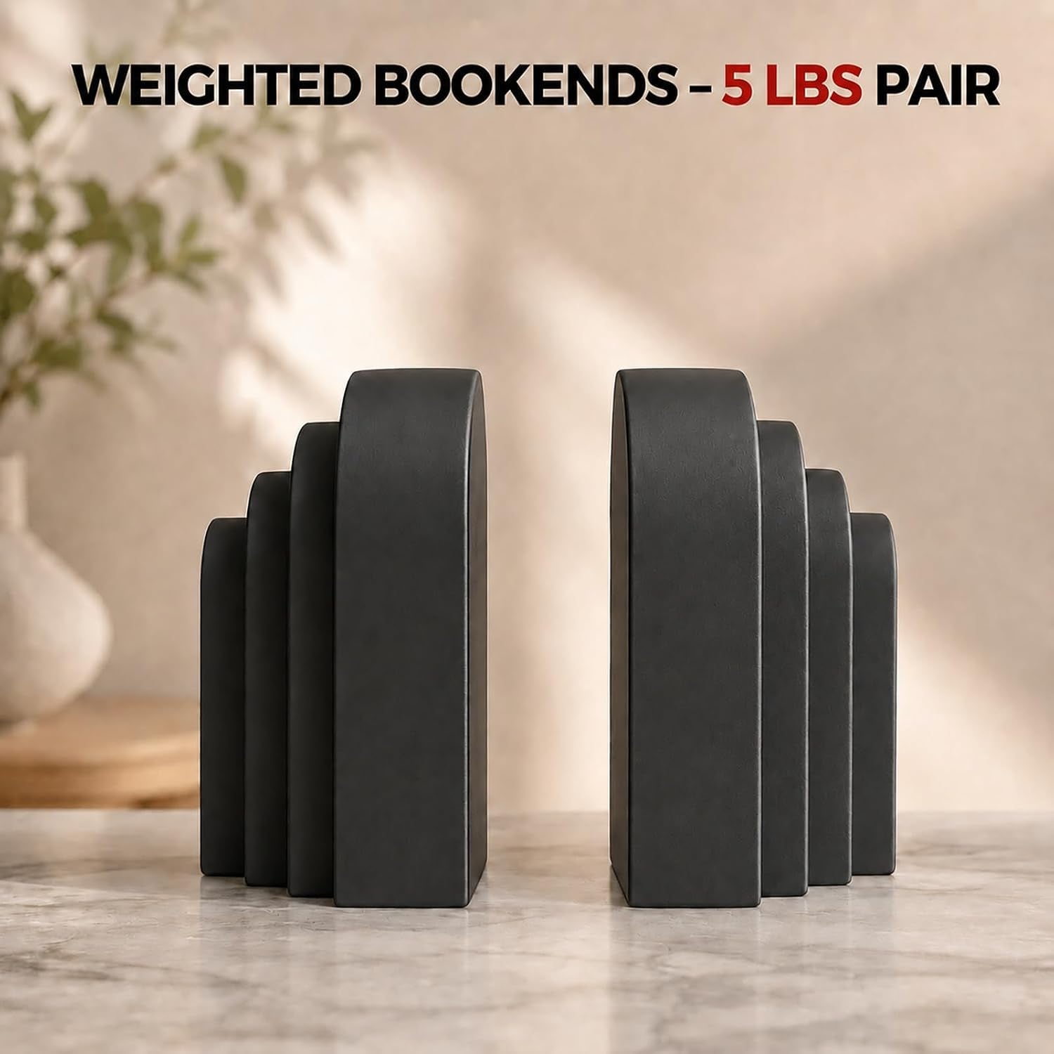 book-ends-for-heavy-books-resin-decorative-bookends-heavy-duty-bookend-for-shelves-book-stopper-for-shelves-modern-home-decor-aesthetic-book-ends-layered-arch-design-set-of-2matte-black